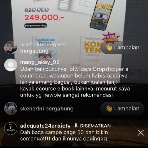Testimoni pembeli pertama yang berhasil menerapkan strategi dalam ebook