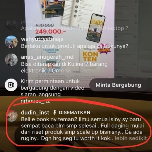 Testimoni pembeli kedua yang mendapatkan hasil dari strategi ebook
